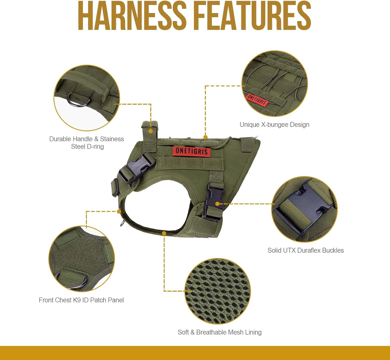 Ultimate Tactical Dog Harness - No-Pull, Breathable, and Adjustable Pet Vest for Outdoor Adventures (Ranger Green, Small)