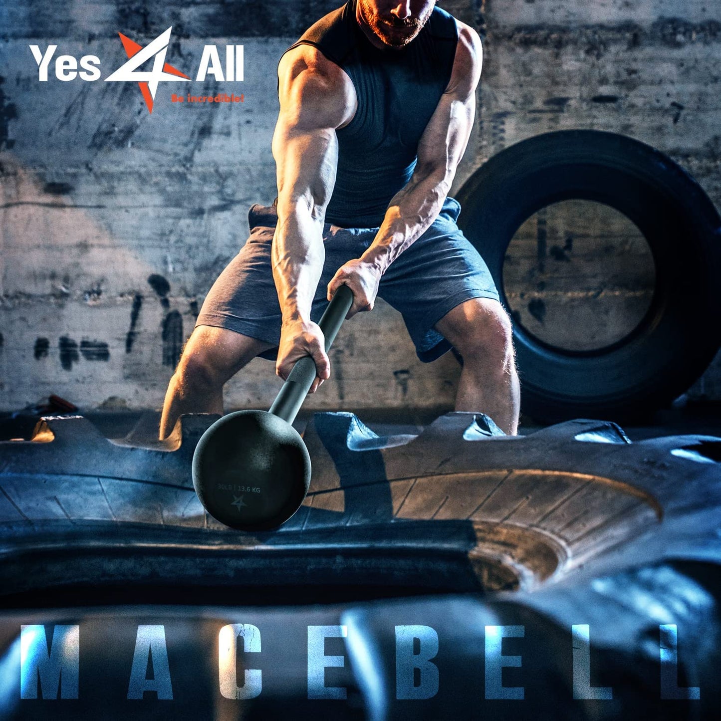 Versatile Steel Mace Bell for Ultimate Strength Training - Enhance Your Full Body Workouts with 15lbs of Durable Power